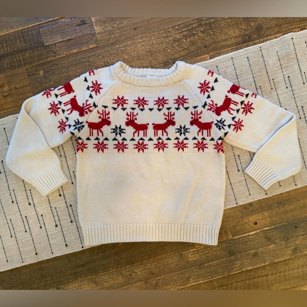 Hanna Andersson - Cream and Red Reindeer Sweater - Size 5